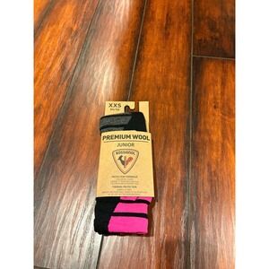 New Rossignol Premium Wool Junior Ski Socks XXS 30/32 Thermal Protection Pink